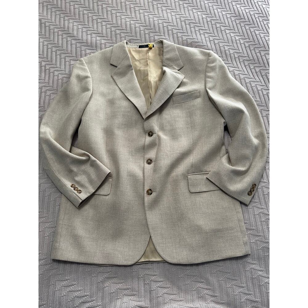 John Weitz khaki silk three button blazer size 44L